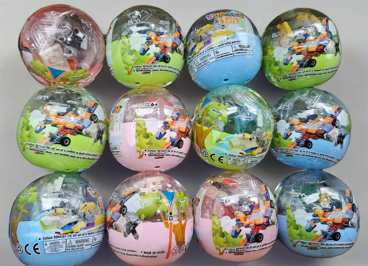 Vehicles Block Set – 2.5" Capsules (12-Pack)