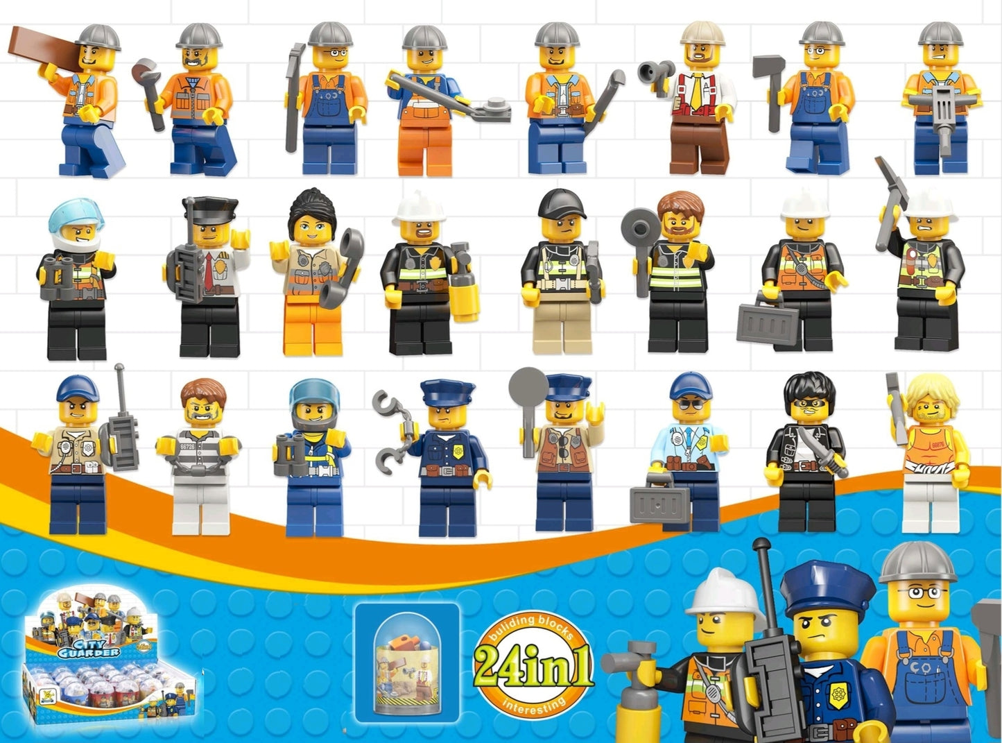 City Characters Block Set – 2.35" Capsules (24-Pack)
