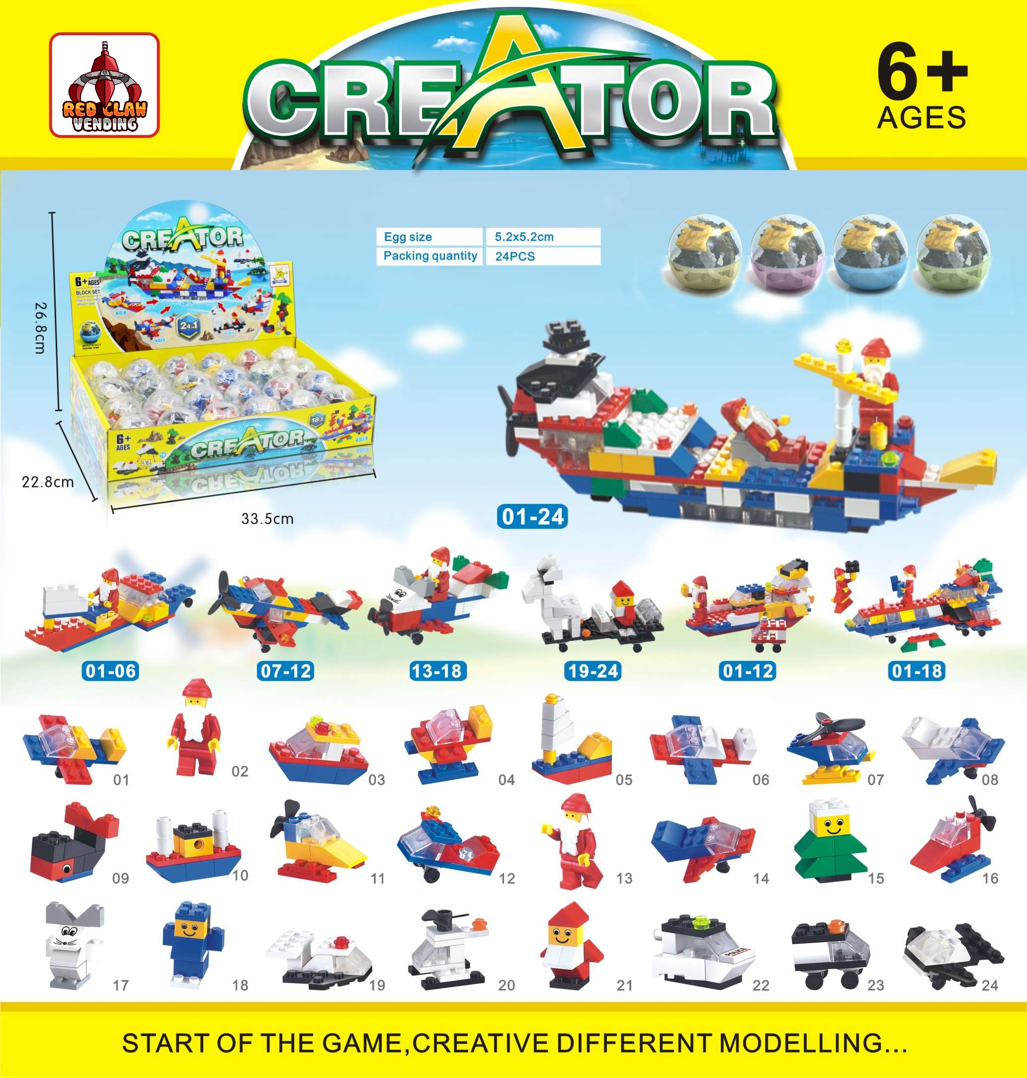 Creator Block Creator Block Set – 24-Pack for Mini Claw, Bulk Vending & Party Favors ...