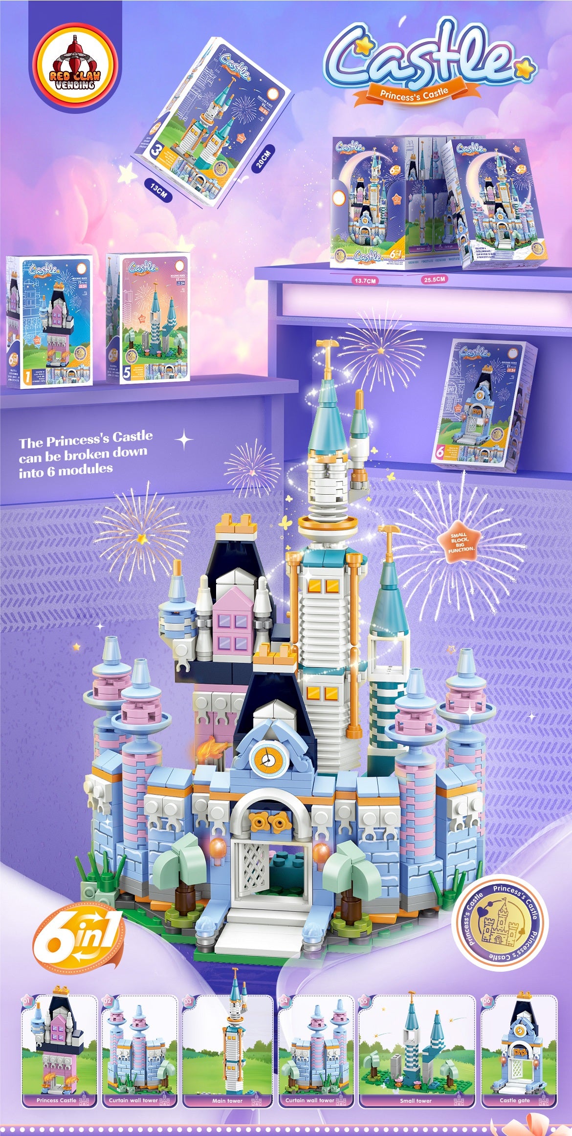 Princess’s Castle Block Set – 5x8" Boxed Builds (6-Pack)