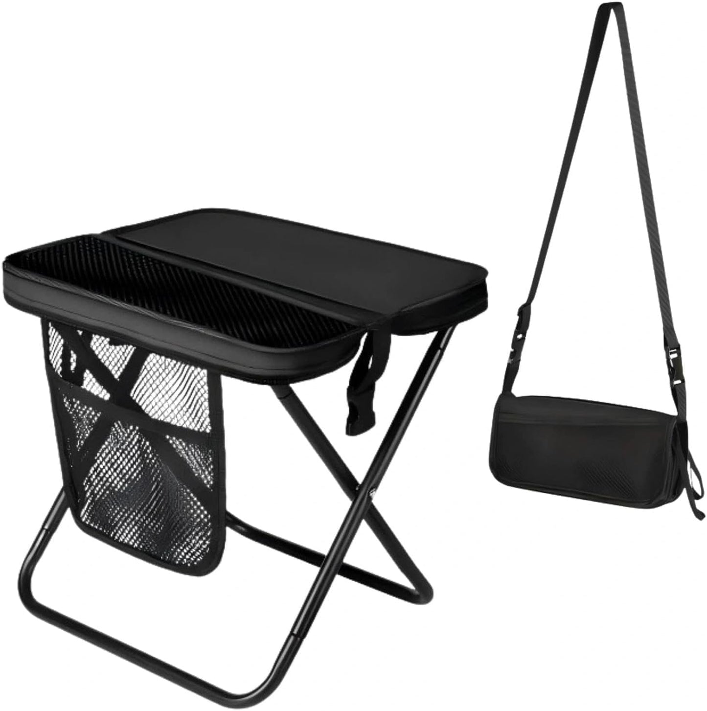 Collapsible Travel Stool with Side Storage Pouch