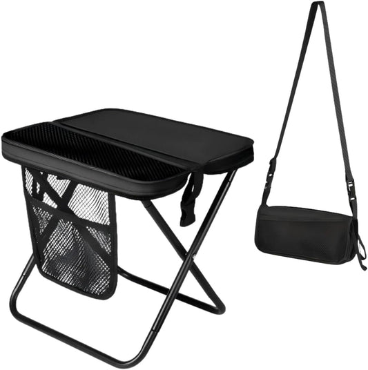 Collapsible Travel Stool with Side Storage Pouch